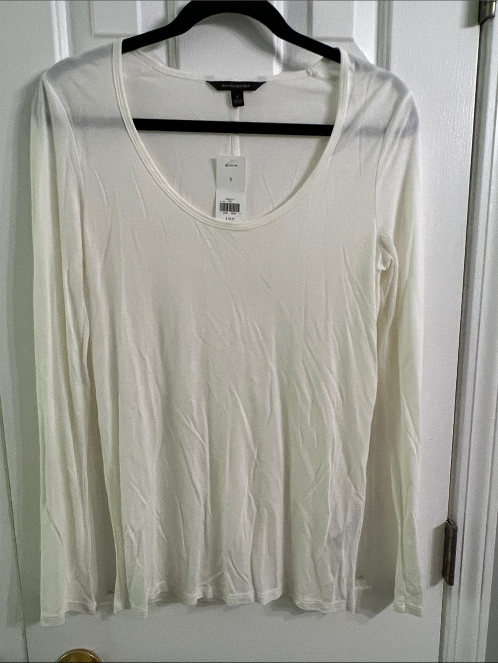 Banana Republic Women's Long Sleeve Scoop Neck Top - Cream White